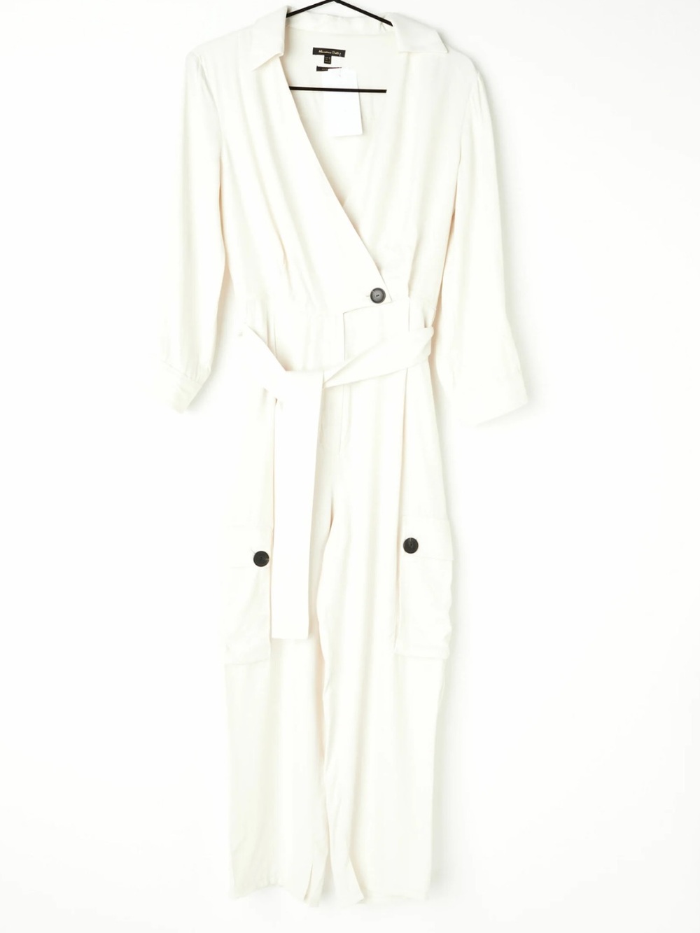 Massimo Dutti White Long Sleeve Utility Jumpsuit Size 8